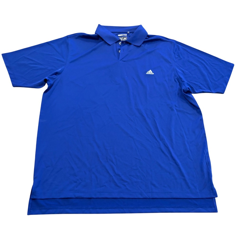 Adidas Mens Climalite Polo Shirt XXL Royal Blue Short Sleeve Golf Top 299387